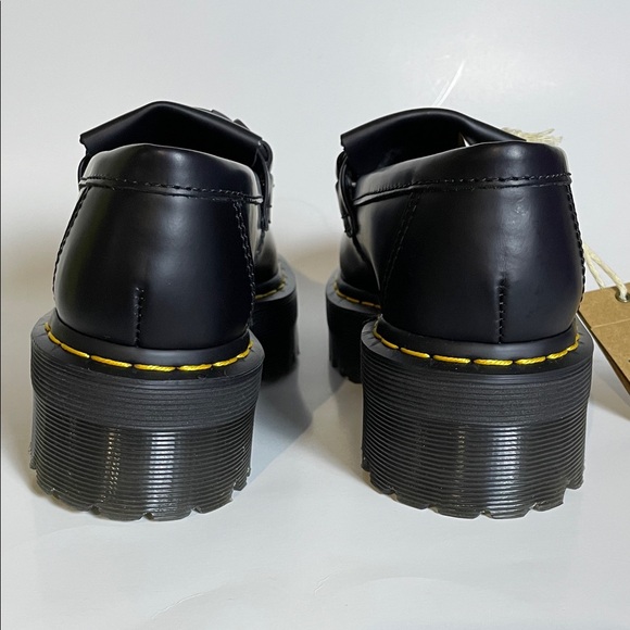 Dr. Martens Adrian Snaffle Black and White Fur Platform Loafers - Picture 3 of 6